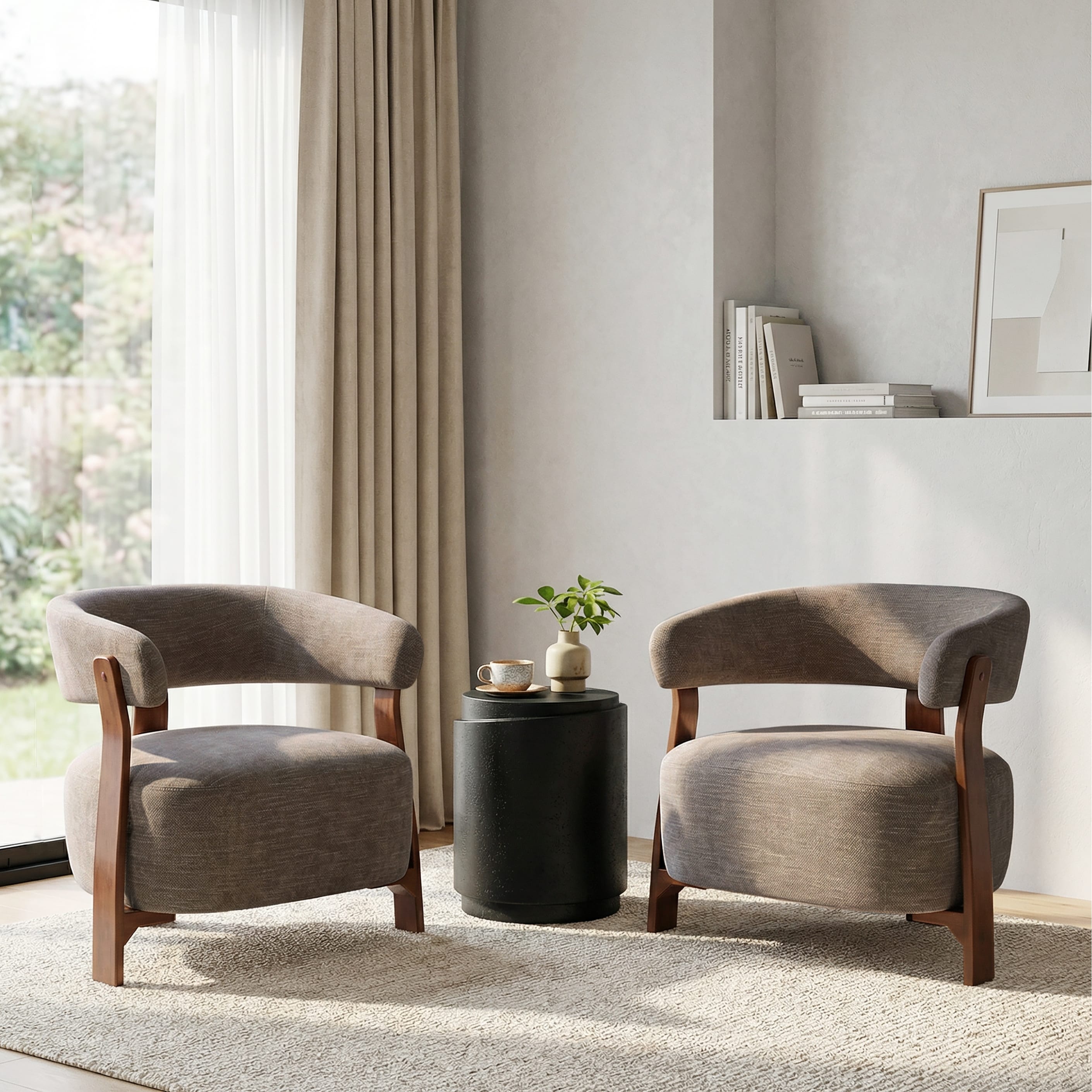 Christopher Knight Home Modern Curved Upholstered Accent Arm Chair With Unique 3 Legs Sculpted Backrest Set Of 2 Set Of 2