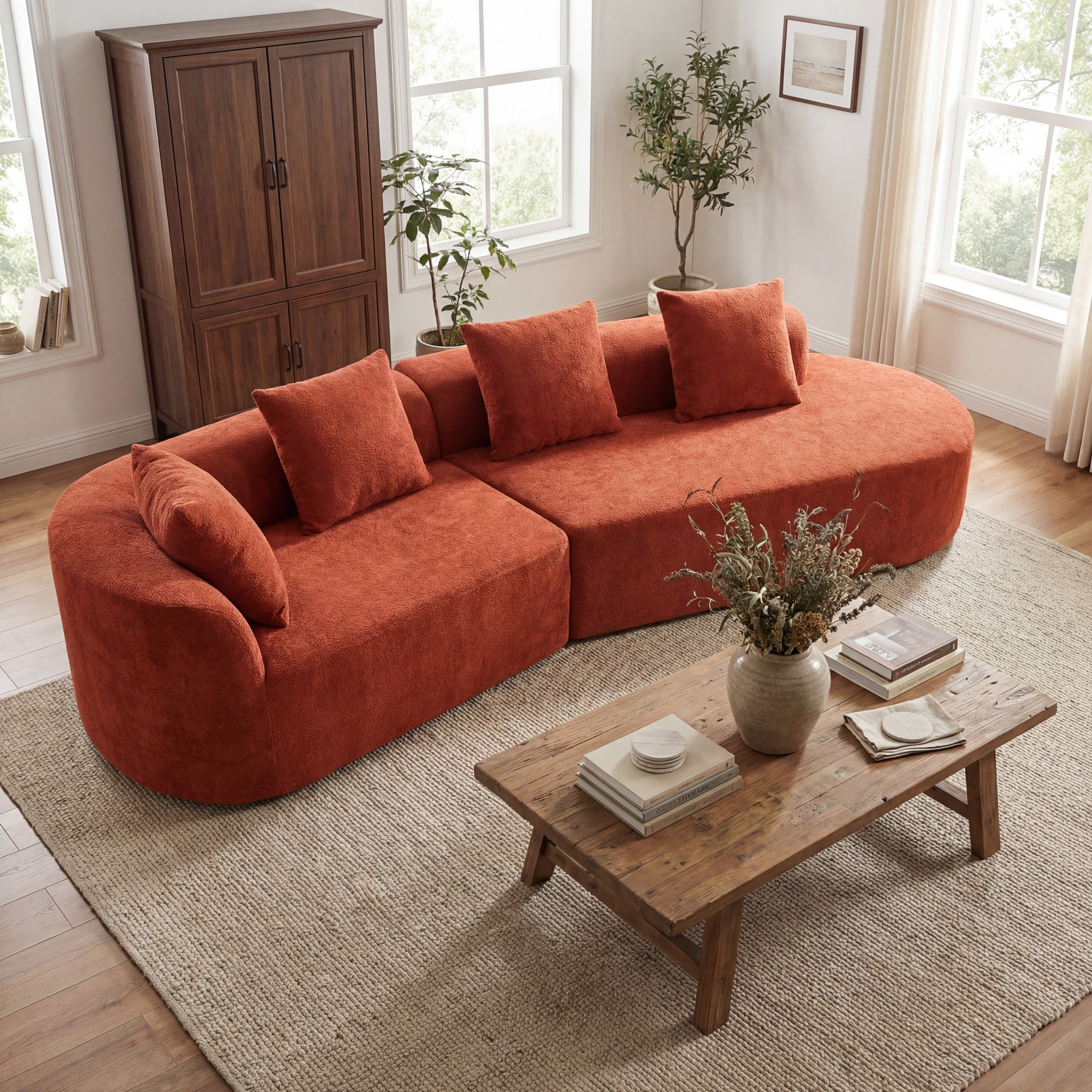 Christopher Knight Home Modern Curved Upholstered Sectional Sofa