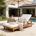 Christopher Knight Home Modern Indoor Outdoor Acacia Wood 3 Position Adjustable Chaise Lounge With Water Resistant Cushion