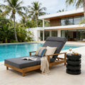 Christopher Knight Home Modern Indoor Outdoor Acacia Wood 4 Fold Adjustable Chaise Lounge With Water Resistant Cushion