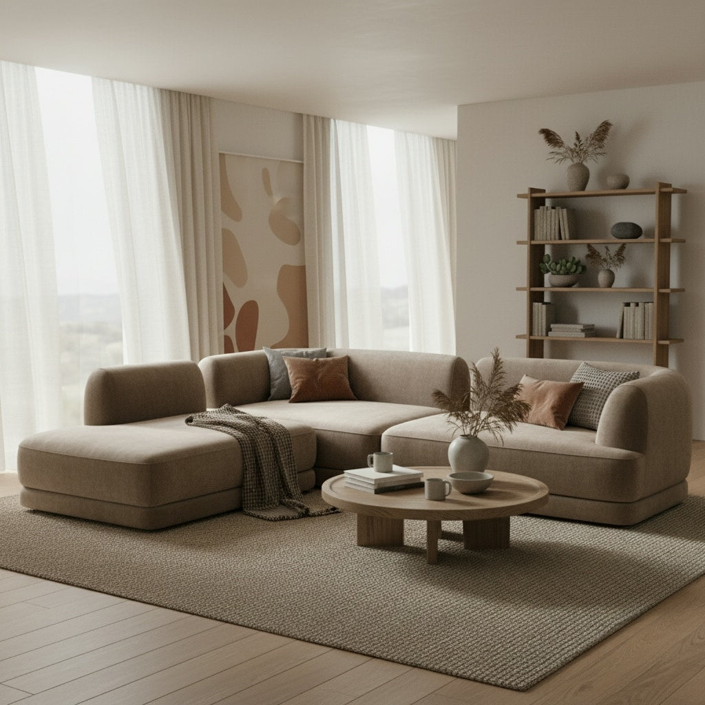 Christopher Knight Home Modern L Shaped Sectional Sofa Set Chaise Lounge High Density Compressed Sponge Fully Assembled