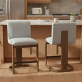 Christopher Knight Home Modern Linen Upholstered Counter Height Bar Stools With Solid Wood Legs Square Backrest Set Of 2