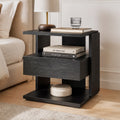 Christopher Knight Home Modern Mid Century C Shaped Nightstand With Drawer And Open Storage Shelves