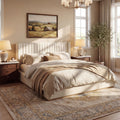 Christopher Knight Home Modern Minimalist Upholstered Linen Platform Bed Frame With Wingback Headboard Wood Slat Support