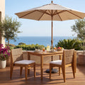Christopher Knight Home Modern Outdoor Acacia Wood Armless Dining Chairs Set With Seat Cushion Woven Wicker Backrest