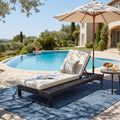 Christopher Knight Home Modern Outdoor Acacia Wood Chaise Lounge With 4 Position Adjustable Backrest 3 Fold Cushion