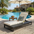 Christopher Knight Home Modern Outdoor Acacia Wood Chaise Lounge With 4 Position Adjustable Backrest 4 Fold Cushion