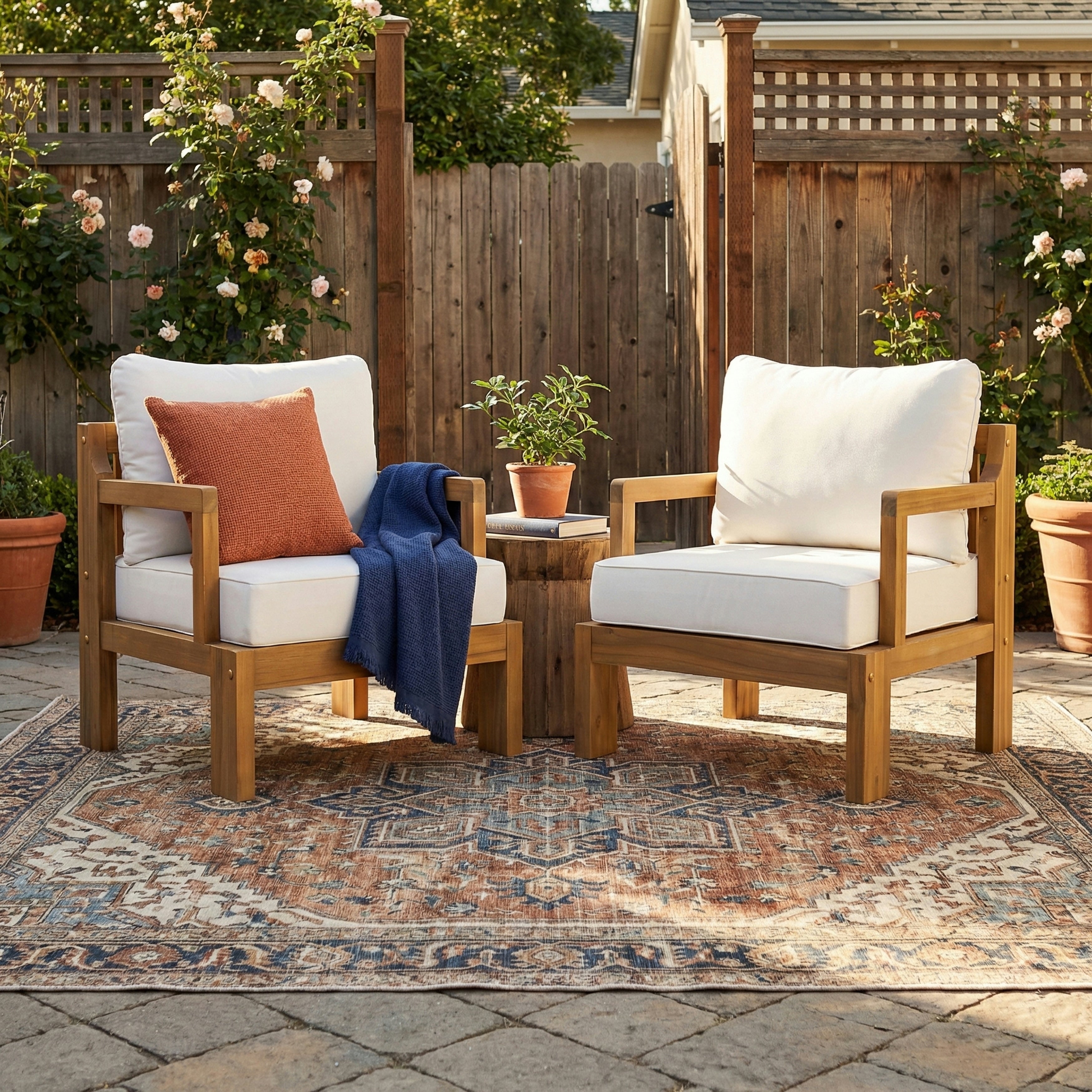 Christopher Knight Home Modern Outdoor Acacia Wood Patio Club Chair Set With Removable Water Resistant Cushions Set Of 2