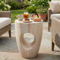Christopher Knight Home Modern Indoor Outdoor 19.29 H Faux Marble Mgo Accent Side Table With Sculptural Cutout