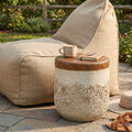 Christopher Knight Home Modern Outdoor Side Table Lightweight Concrete Mgo With Dual Texture Faux Wood Grain Top