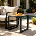 Christopher Knight Home Modern Outdoor Side Table Acacia Wood Iron Frame With Weather Resistant Teak Top