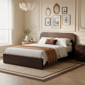 Christopher Knight Home Modern Platform Bed Rubberwood And Mdf With Rounded Headboard Wooden Slat Support