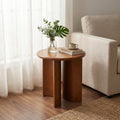 Christopher Knight Home Modern Round Side Table Pine Wood End Table With Sculptural Fan Shaped Pedestal Base