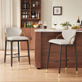 Christopher Knight Home Modern Set Of 2 Bar Stools Upholstered And Metal Frame With Curved Backrest Footrest Set Of 2