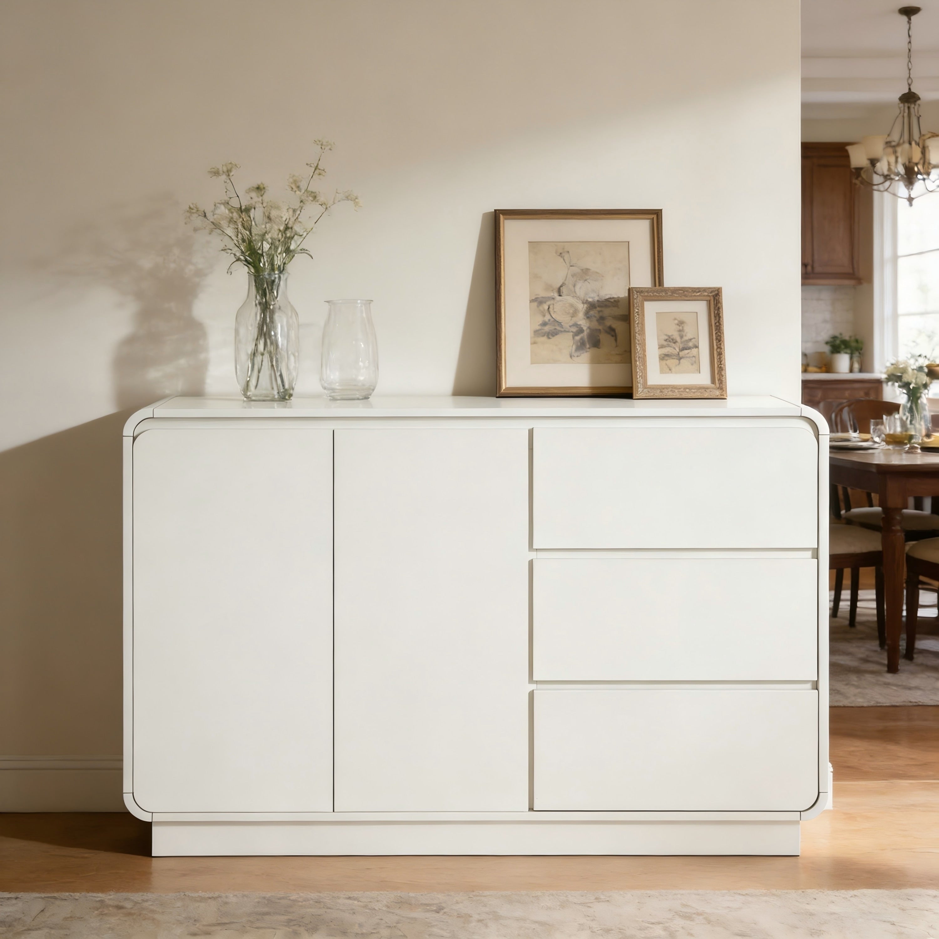 Christopher Knight Home Modern Sideboard Buffet Cabinet With Soft Close Hinges Deep Drawer Glides Versatile Multi Space Use