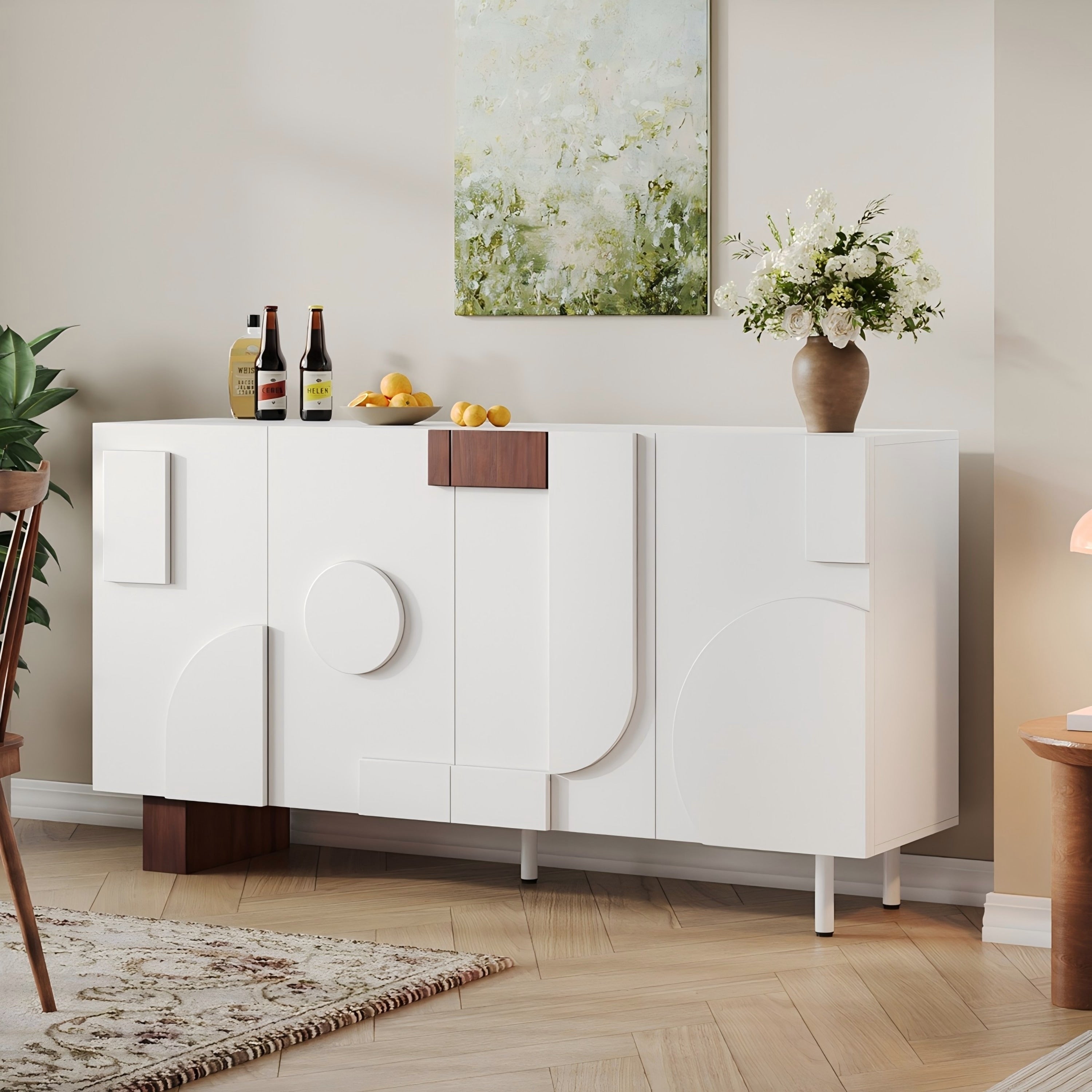 Christopher Knight Home Modern Sideboard Buffet Cabinet Soft Close Doors Adjustable Shelves Versatile Multi Space Use