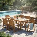 Christopher Knight Home Modern Solid Acacia Wood Extendable 7 Piece Outdoor Dining Set With Cushioned Chairs
