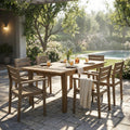 Christopher Knight Home Modern Solid Acacia Wood Extendable 7 Piece Outdoor Dining Set With Slatted Chairs