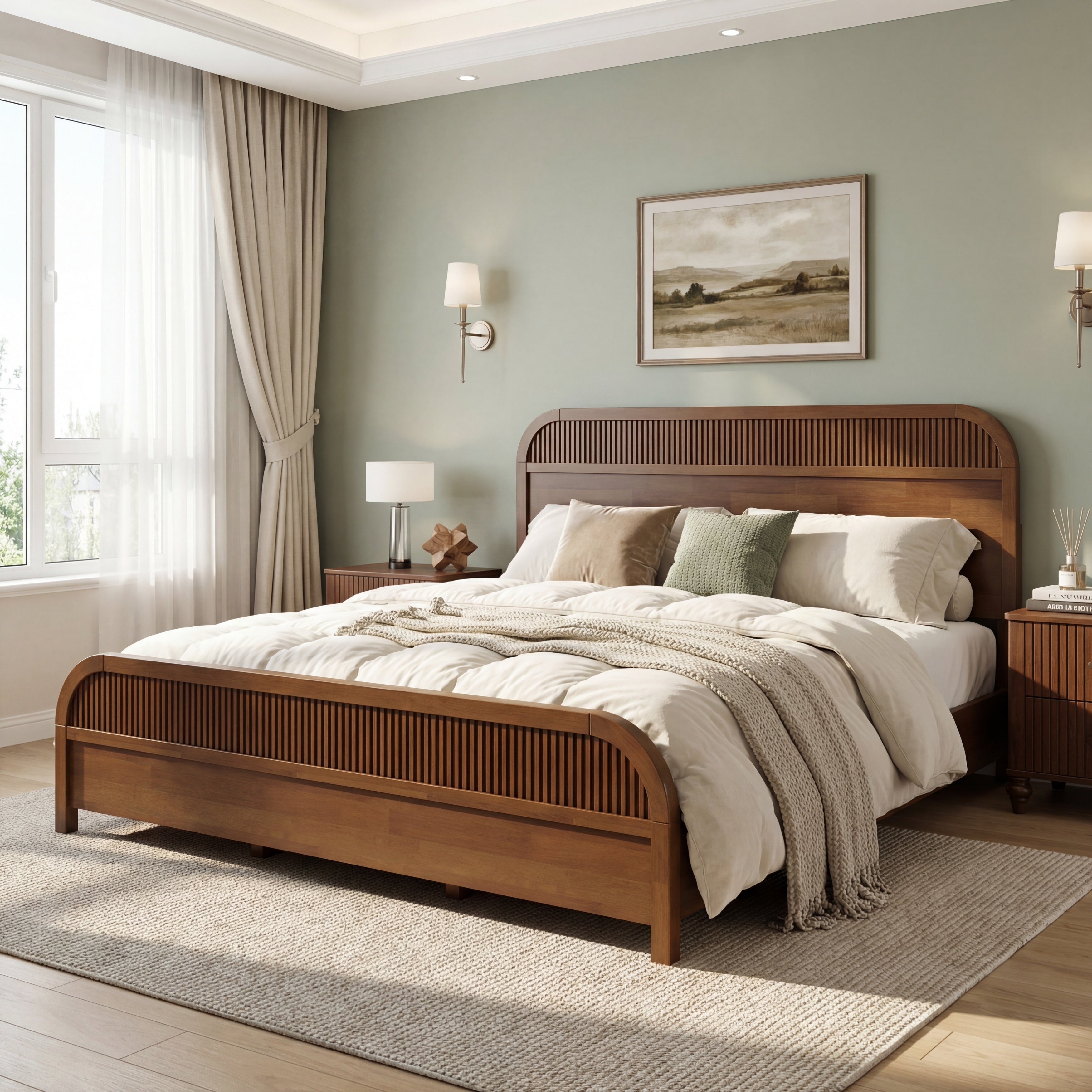 Christopher Knight Home Modern Solid Wood Platform Bed Frame With Headboard And Wooden Slats Support No Box Spring Needed