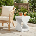 Christopher Knight Home Modern 13.39 Twisted Pedestal Mgo Side Table For Indoor And Outdoor Use White Marble