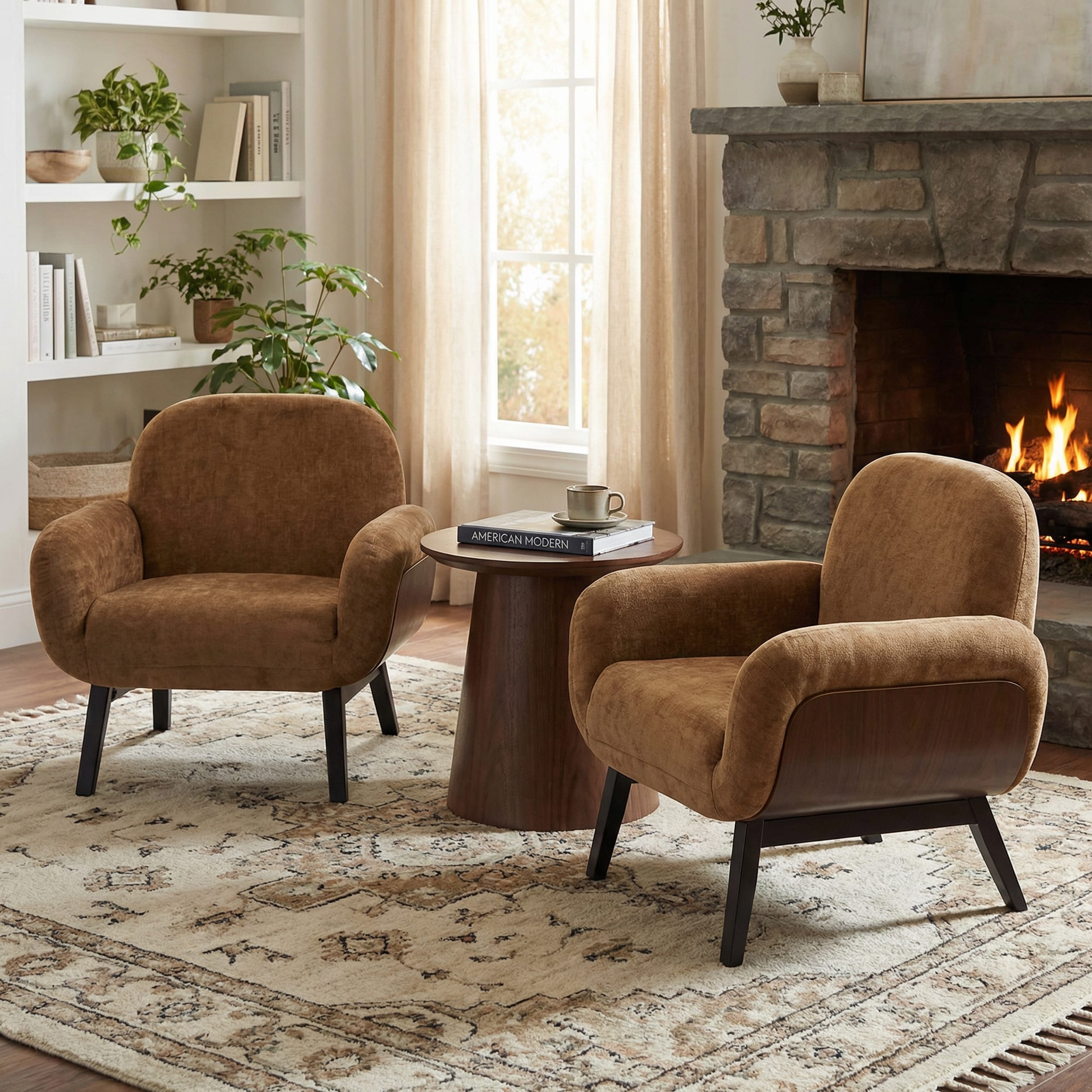 Christopher Knight Home Modern Upholstered Accent Arm Chair With Round Arms And Solid Wood Legs