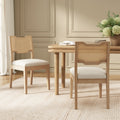 Christopher Knight Home Modern Upholstered Armless Dining Chairs With Woven Rattan Backrest Wood Frame Set Of 2