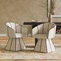 Christopher Knight Home Modern Upholstered Swivel Dining Arm Chairs With Sculptural Barrel Back Pedestal Iron Base Set Of 2