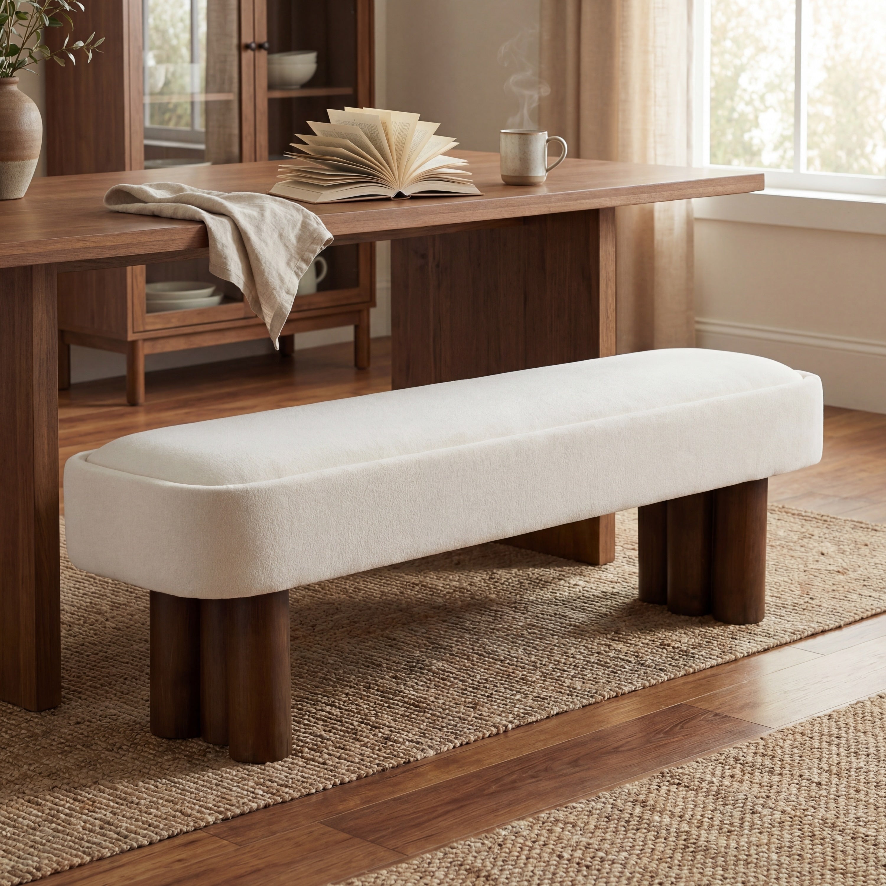 Christopher Knight Home Modern Upholstered Dining Bench With Padded Seating