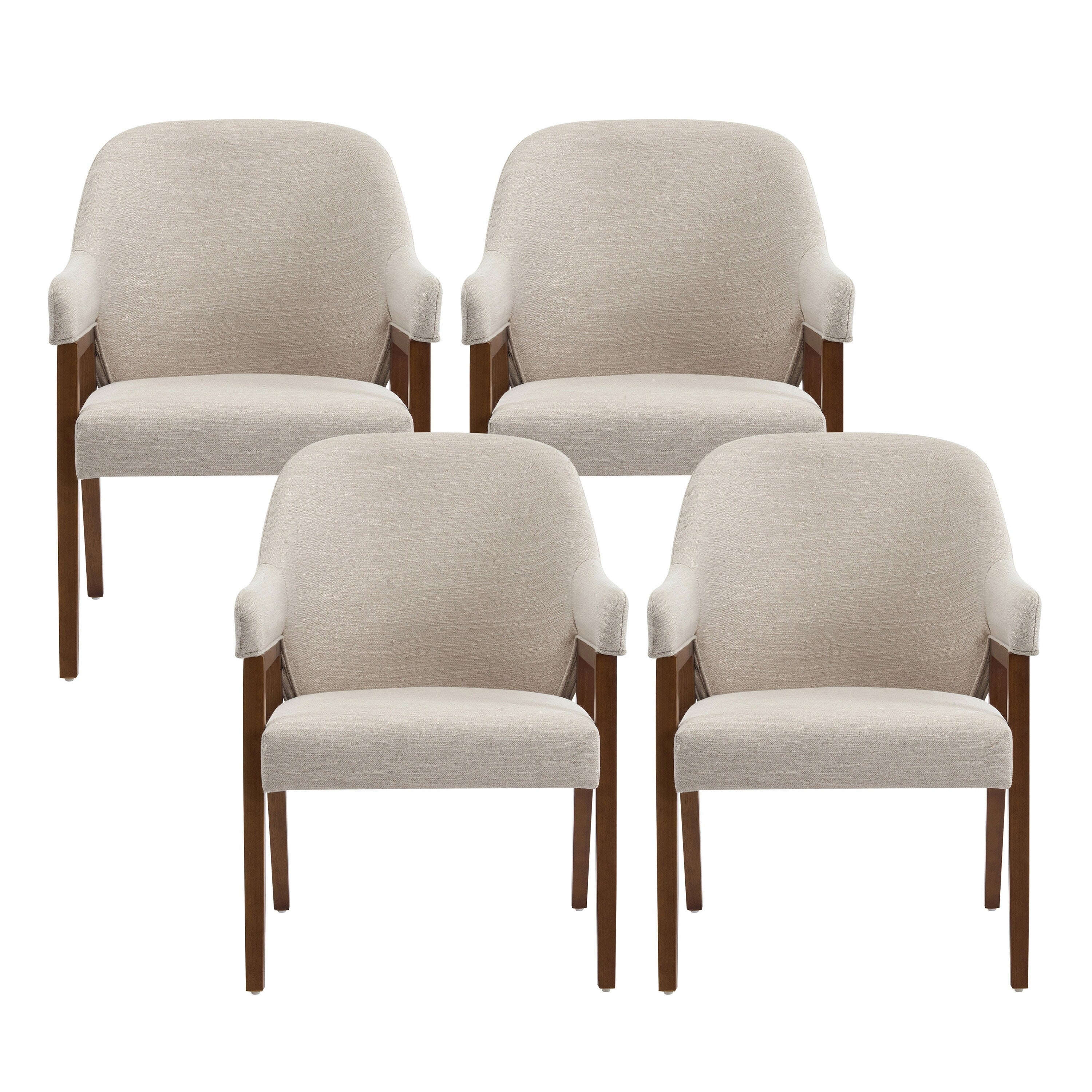 Christopher Knight Home Modern Upholstered Dining Chair With Armrests And Walnut Tone Wood
