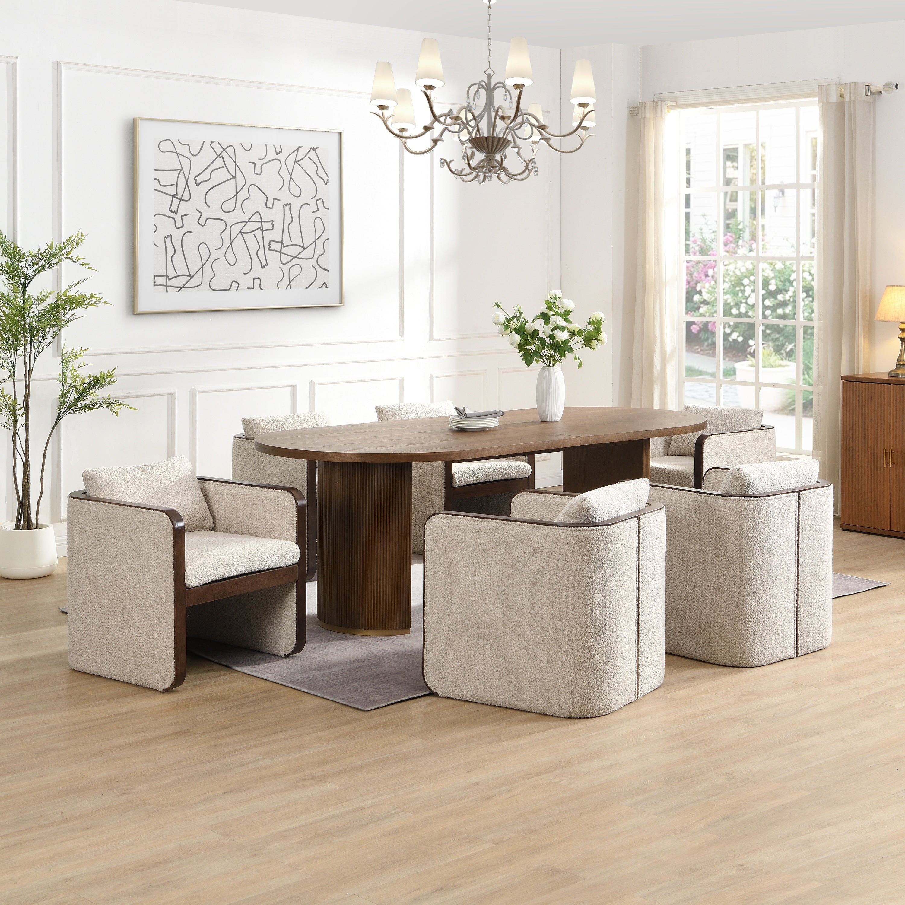 Christopher Knight Home Modern Upholstered Dining Set With Fabric Chairs