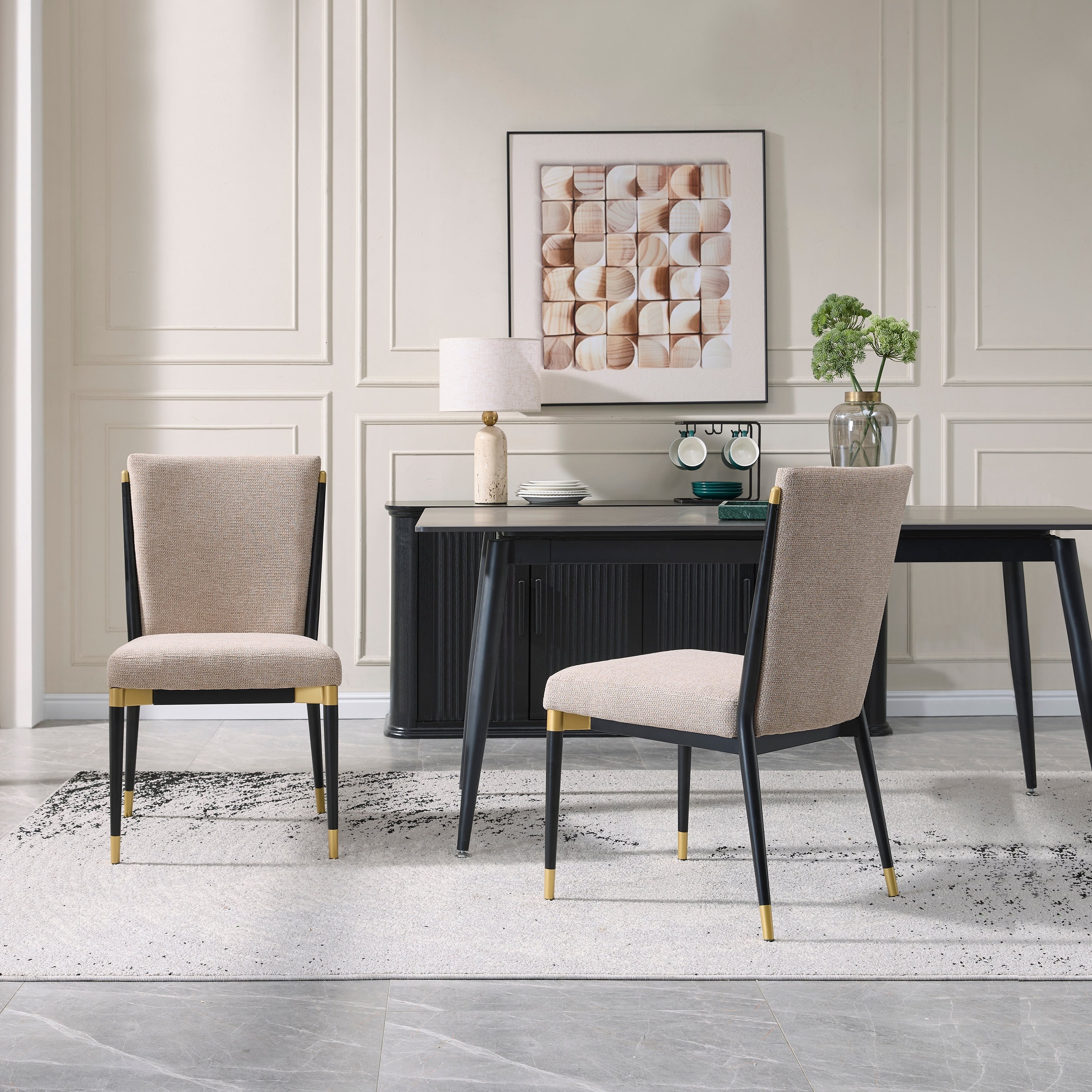 Christopher Knight Home Modern Upholstered Metal Base Dining Chair Set Of 2 With Solid Back