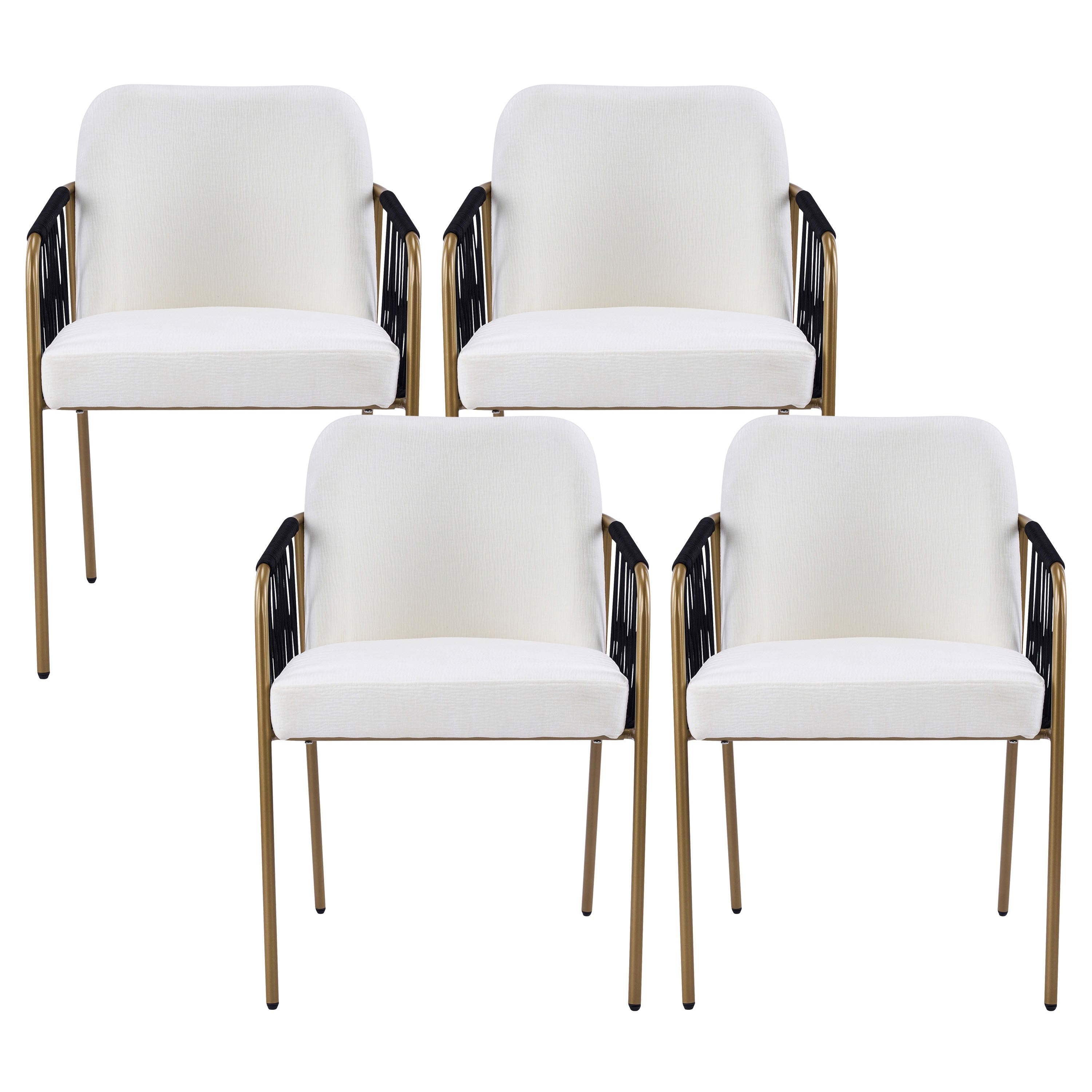 Christopher Knight Home Modern Upholstered Metal Base Dining Chairs With Woven Armrests