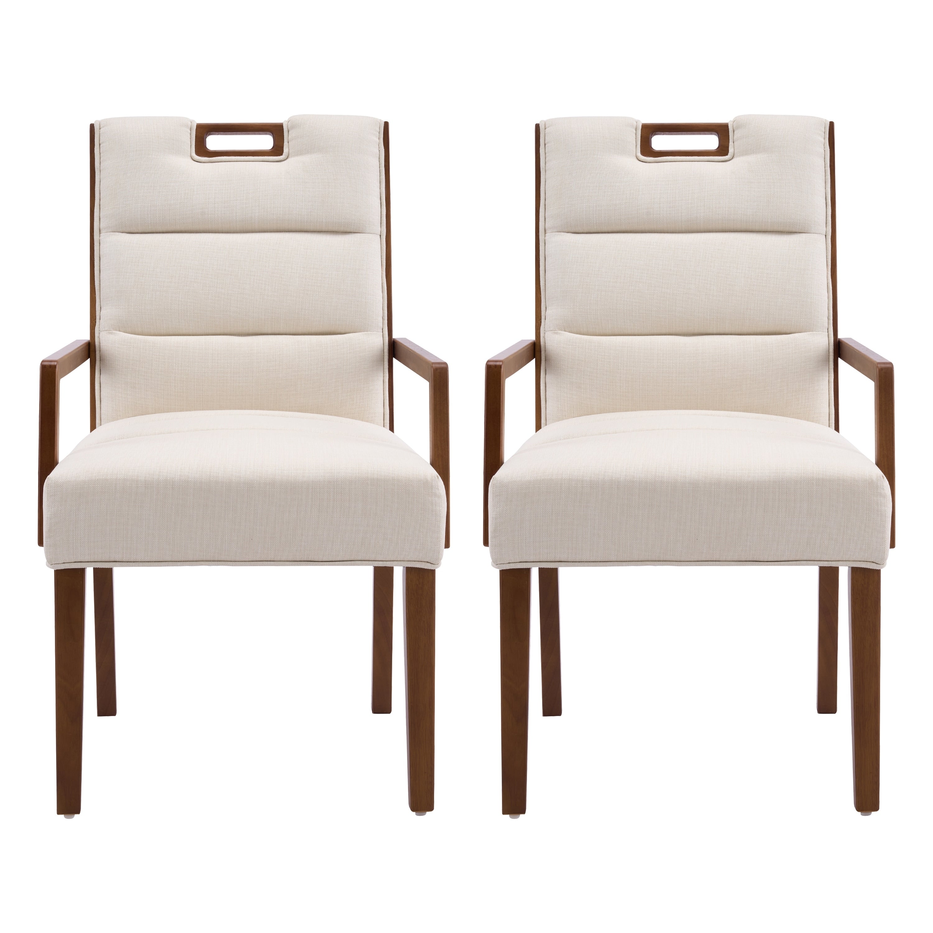 Christopher Knight Home Modern Upholstered Rubber Wood Dining Chairs With Armrests