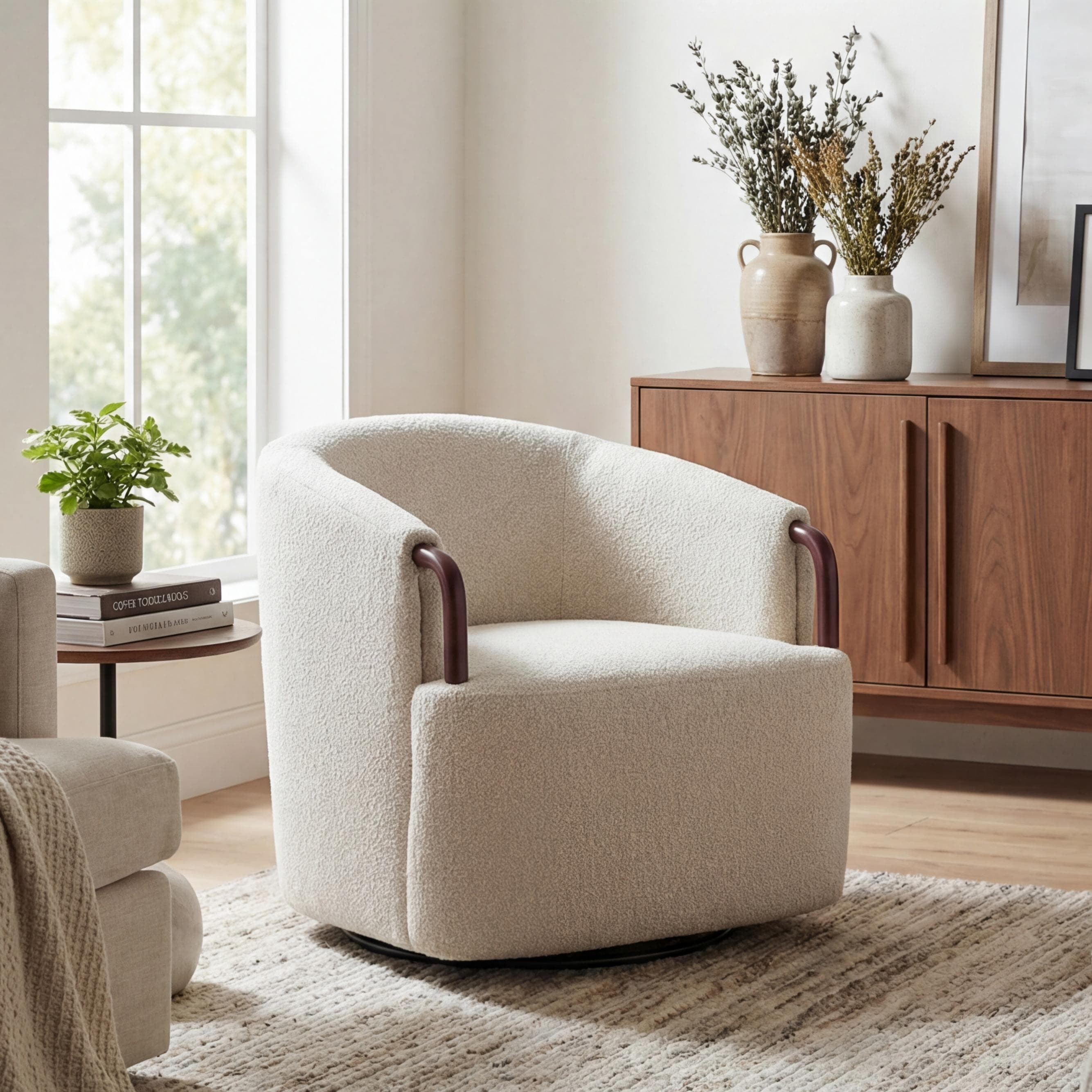 Christopher Knight Home Modern Upholstered Swivel Accent Chair With Barrel Design