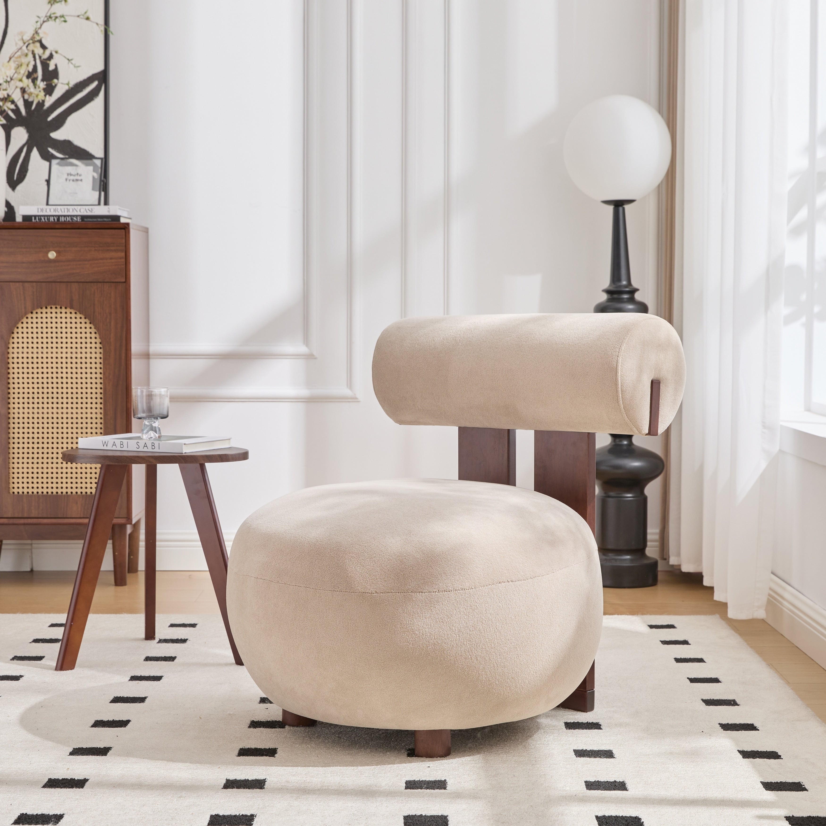 Christopher Knight Home Modern Velvet Solid Wood Accent Chair With Sculptural Design