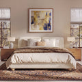 Christopher Knight Home Modern Curved Boucle Platform Bed Frame Upholstered Headboard Solid Wood Legs No Box Spring Needed