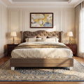 Christopher Knight Home Modern Wingback Platform Bed Velvet Button Tufted Headboard Low Profile No Box Spring Needed