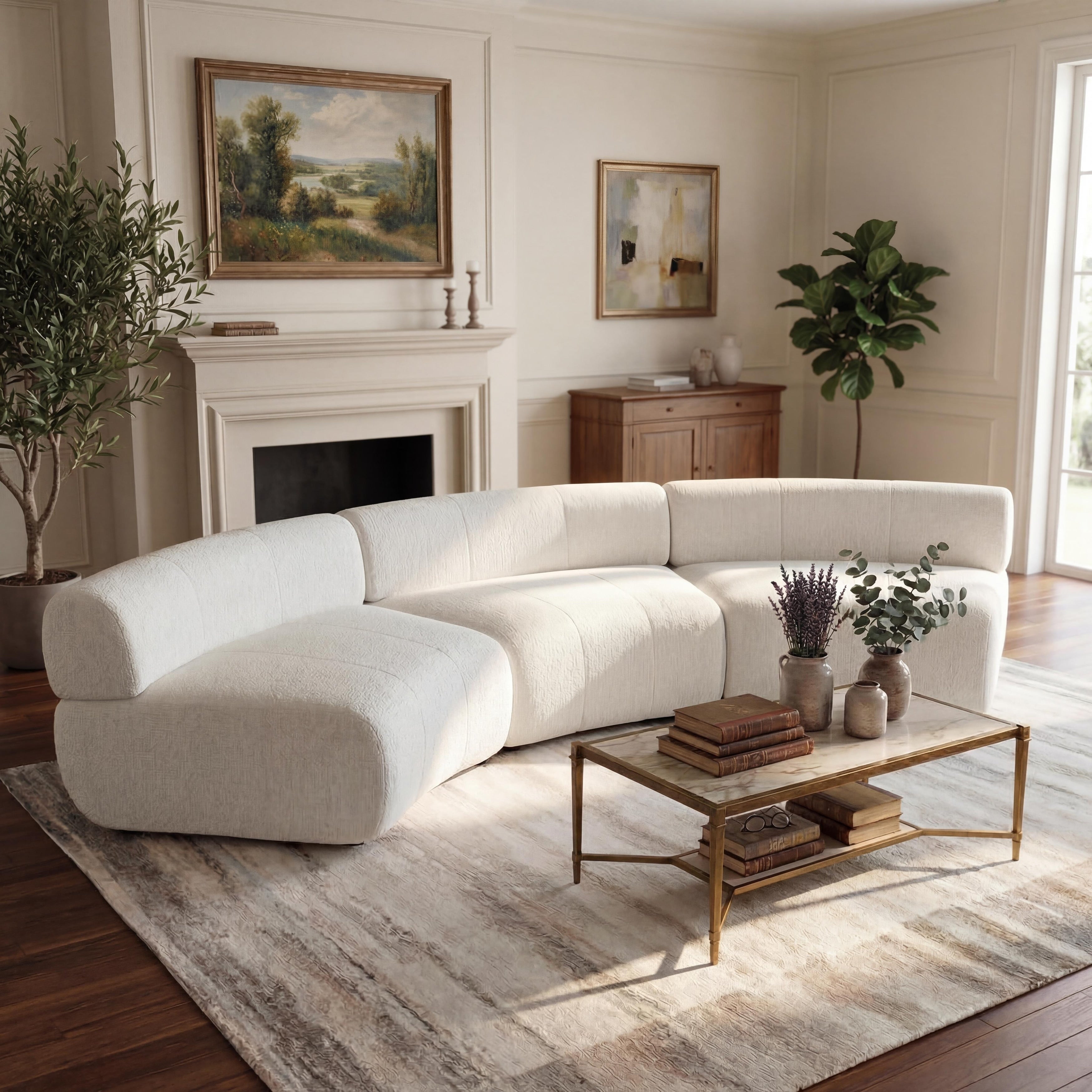 Christopher Knight Home Modular Compressed Foam Curved 3 Seater Sectional Sofa No Assembly Required
