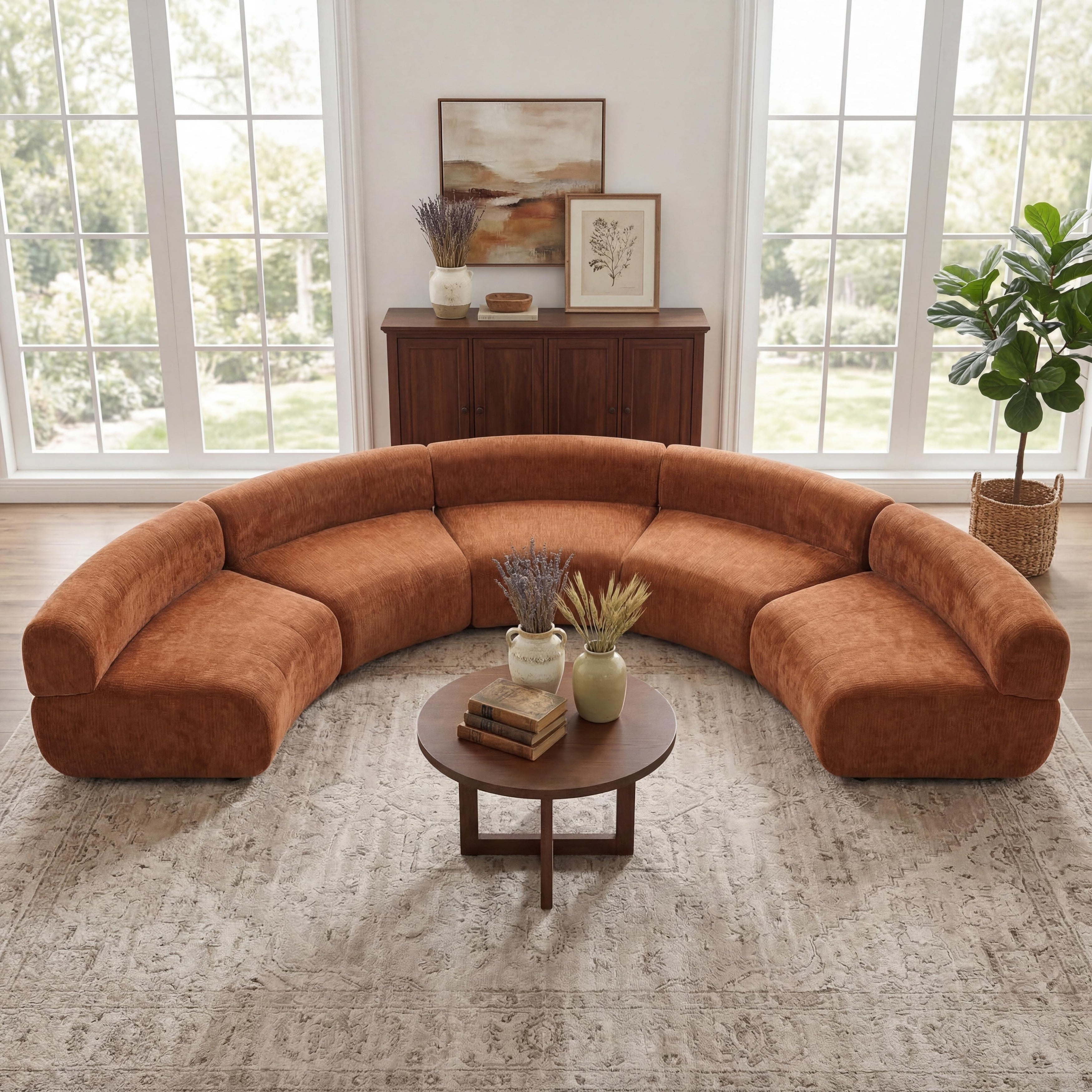 Christopher Knight Home Modular Compressed Foam Curved 5 Seater Sectional Sofa No Assembly Required