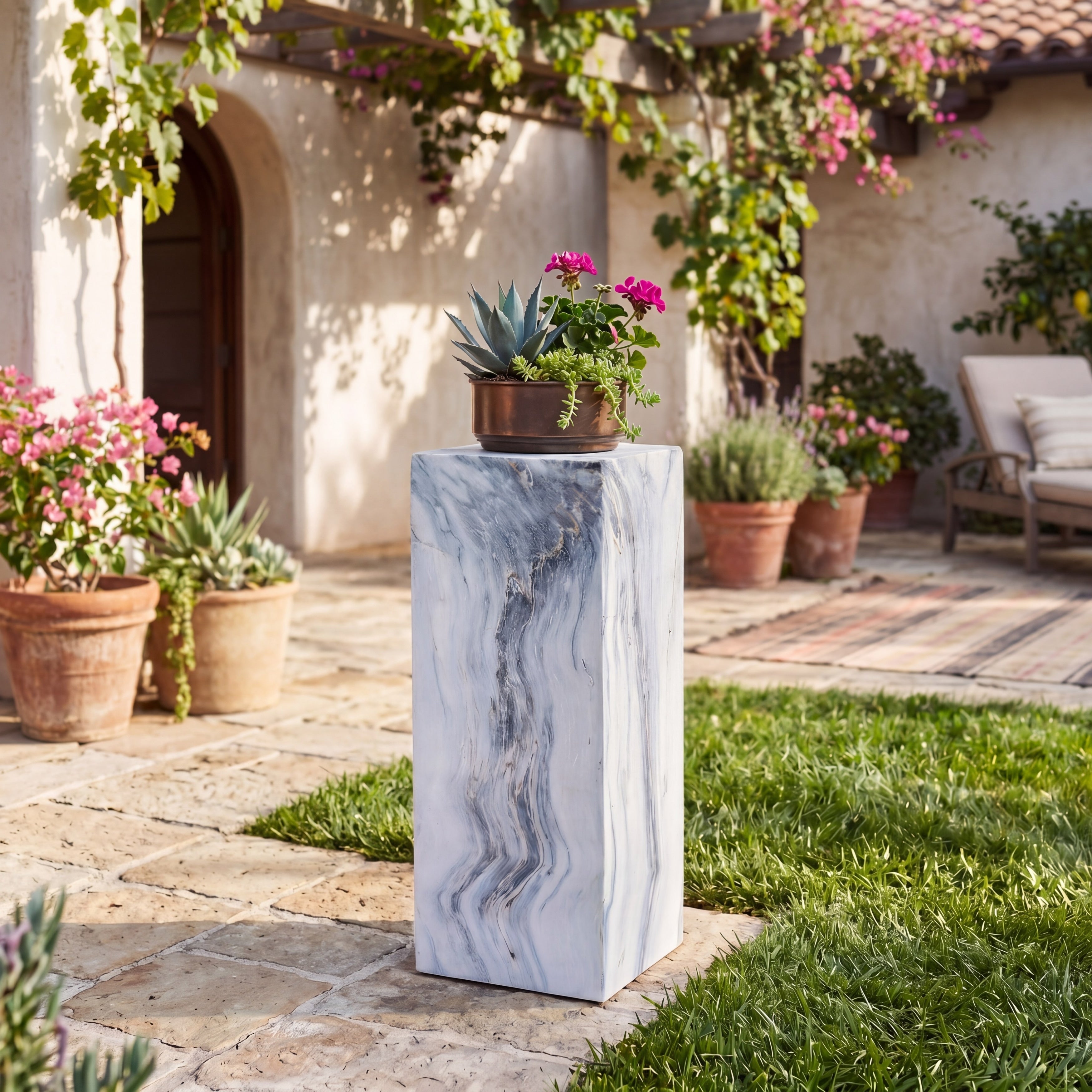 Christopher Knight Home Montclair Pedestal Magnesium Oxide With Handcrafted Marble Effect Design