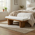 Christopher Knight Home Monteria Modern 55.12 Upholstered Bench With Sculptural Cylindrical Wooden Leg Padded Seat