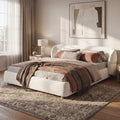 Christopher Knight Home Monteria Upholstered Linen Platform Bed With Cloud Shaped Wingback Headboard