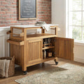Christopher Knight Home Murphy Outdoor Indoor Acacia Wood Patio Bar Cart With Marble Effect Top And Storage Cabinets
