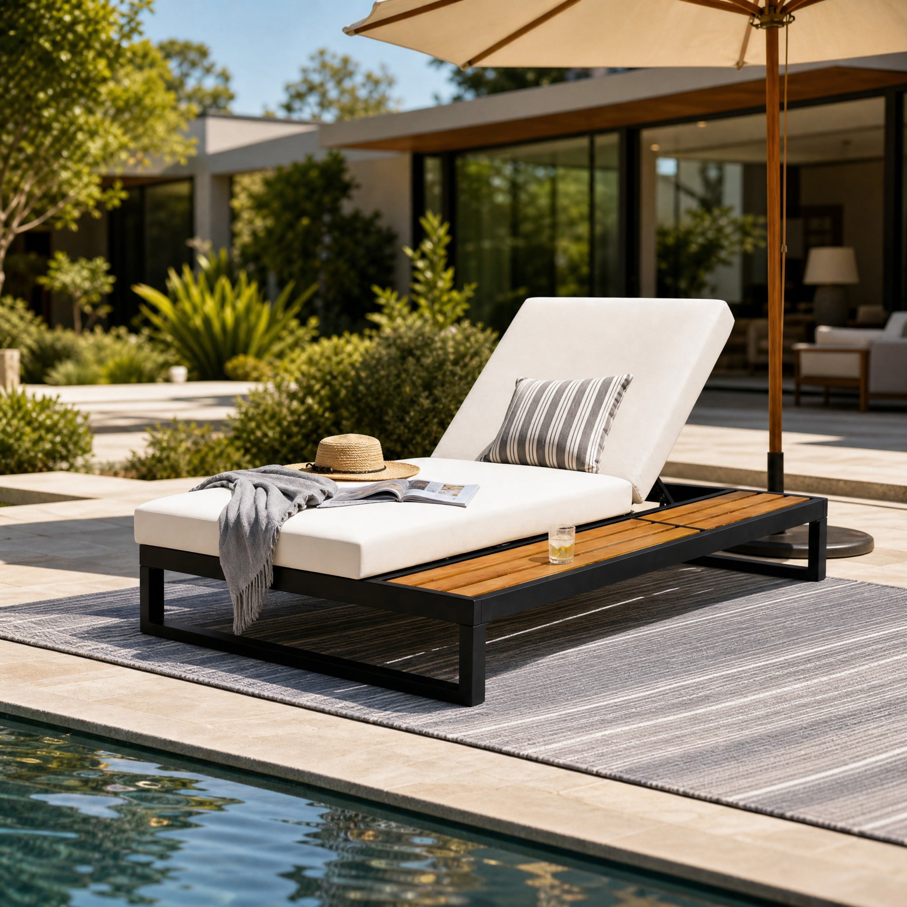 Christopher Knight Home Novyx Outdoor Chaise Lounge Set 5 Position Adjustable Backrest Water Resistant 2 Fold Cushion