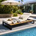 Christopher Knight Home Novyx Outdoor Chaise Lounge Set 5 Position Adjustable Backrest Flat Side Storage Headrest Cushion