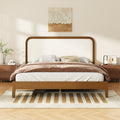 Christopher Knight Home Oakmere Modern Solid Wood Platform Bed With Upholstered Headboard