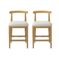 Christopher Knight Home Oliver Counter Height Bar Stools Rubber Wood Upholstered Seating With Curved Back And Footrest Support