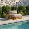 Christopher Knight Home Outdoor 2 Piece Wood Conversation Set With Cushions And Side Table