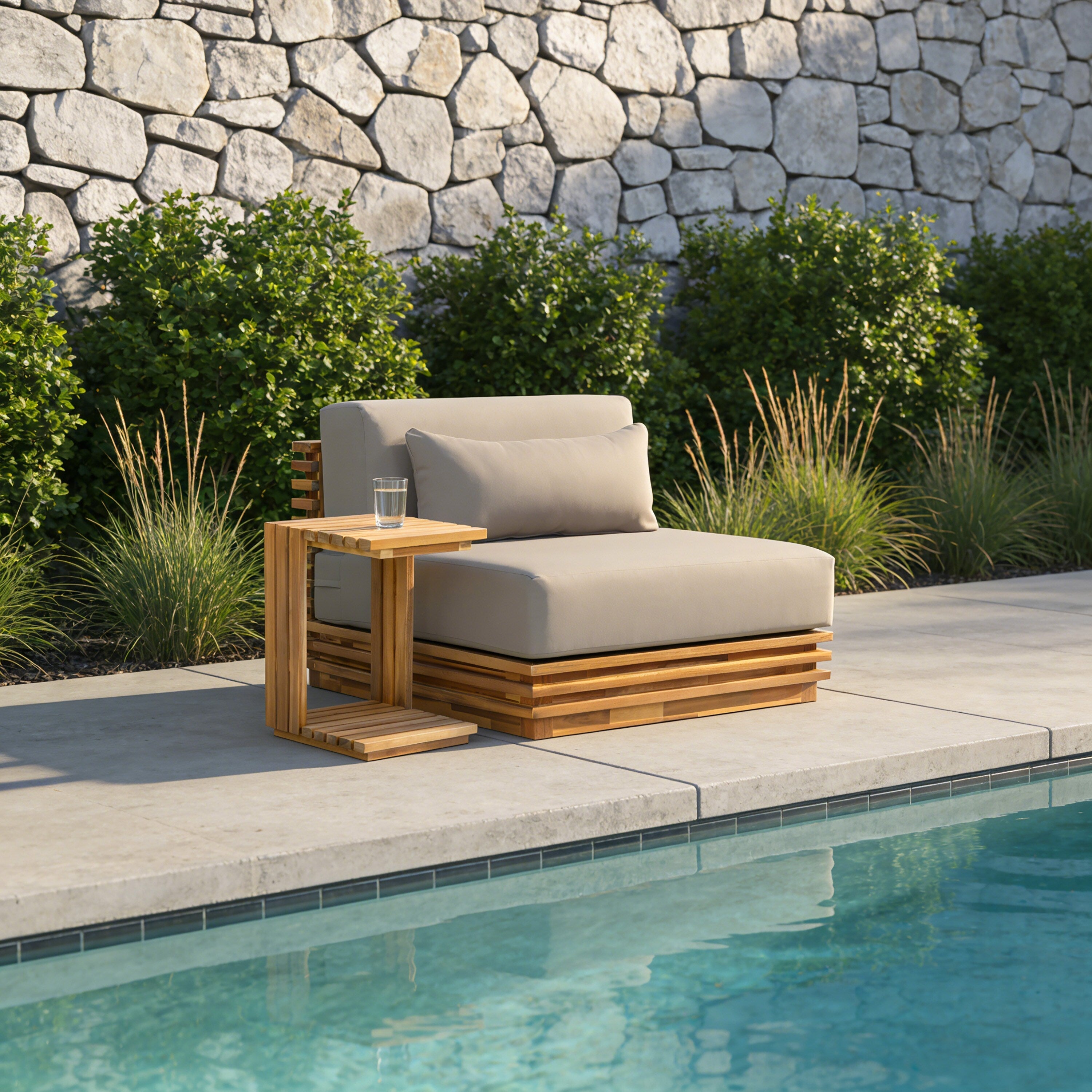 Christopher Knight Home Outdoor 2 Piece Wood Conversation Set With Cushions And Side Table