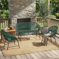 Christopher Knight Home Outdoor 3 Piece Pe Rattan Patio Conversation Set With Loveseat And Lounge Chairs